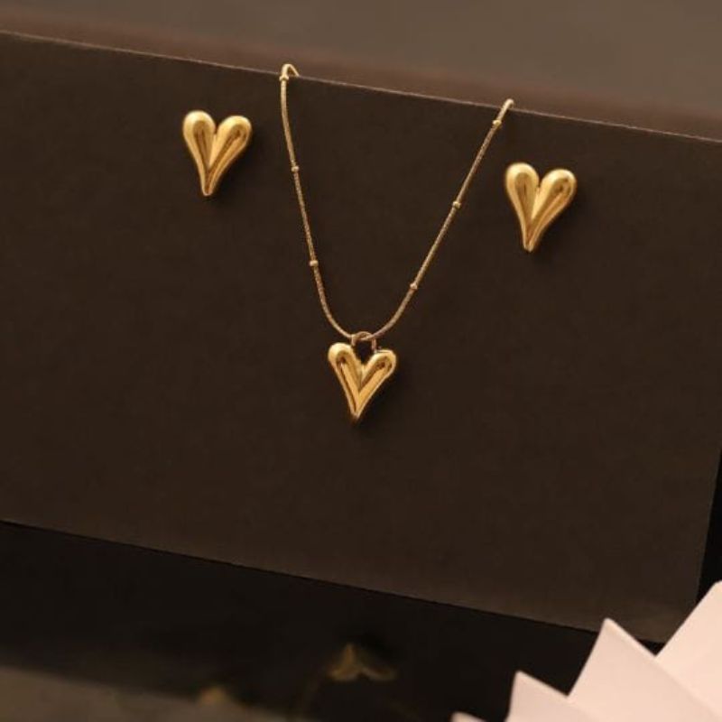 Love Heart Necklace Set for Women Girls